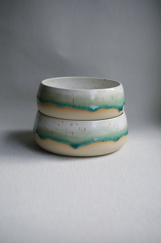 Napf/ Schale weiß/grün (größer)